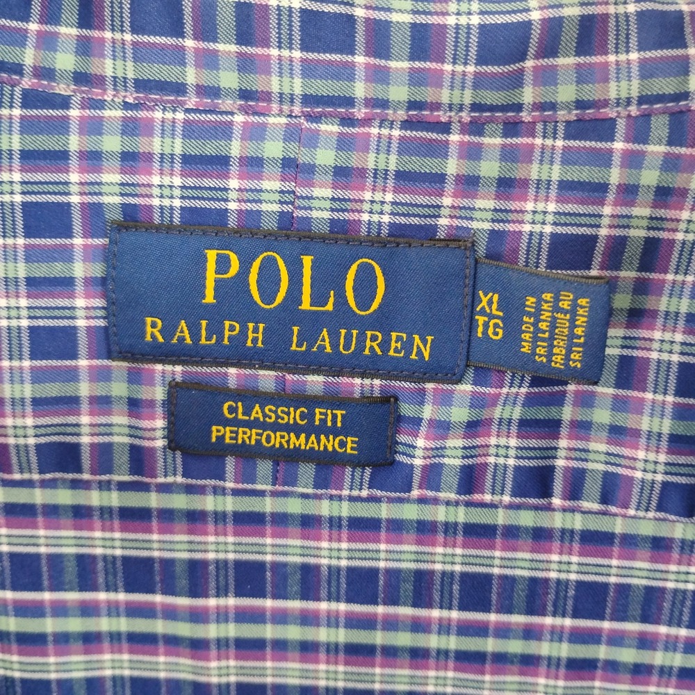 Polo Ralph Lauren Mens XL Classic Fit Performance Plaid Button Down Shirt Blue - Picture 6 of 14